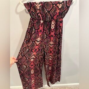 Snakeskin strapless jumpsuit
